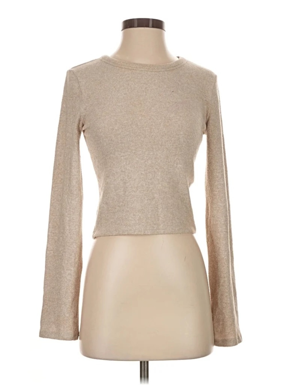 Zara Beige Long-Sleeve Top